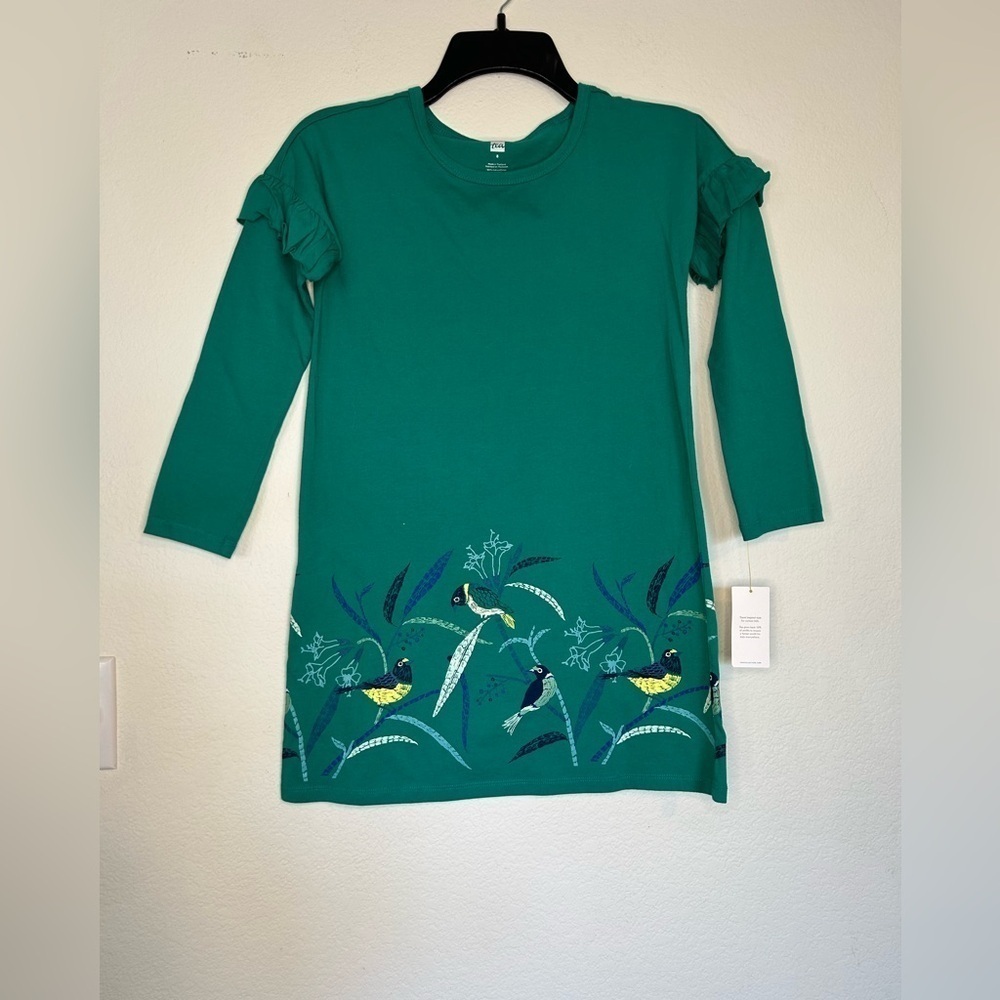NWT Tea Collection Size 8 Long Sleeve dress with birds